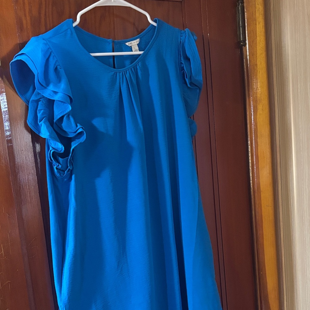 Blue Ruffled Womens Dress